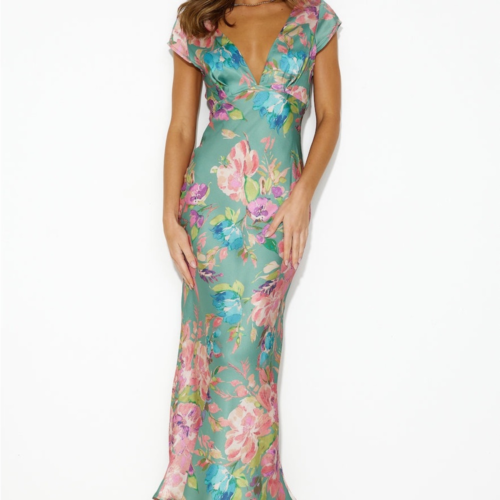 Hello Molly Floral Maxi Dress - Green and Pink
